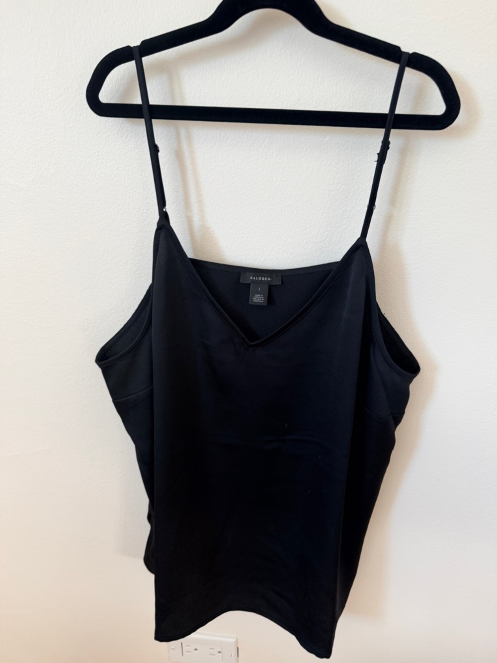 Halogen Black Satin Camisole Tank Top Size Large